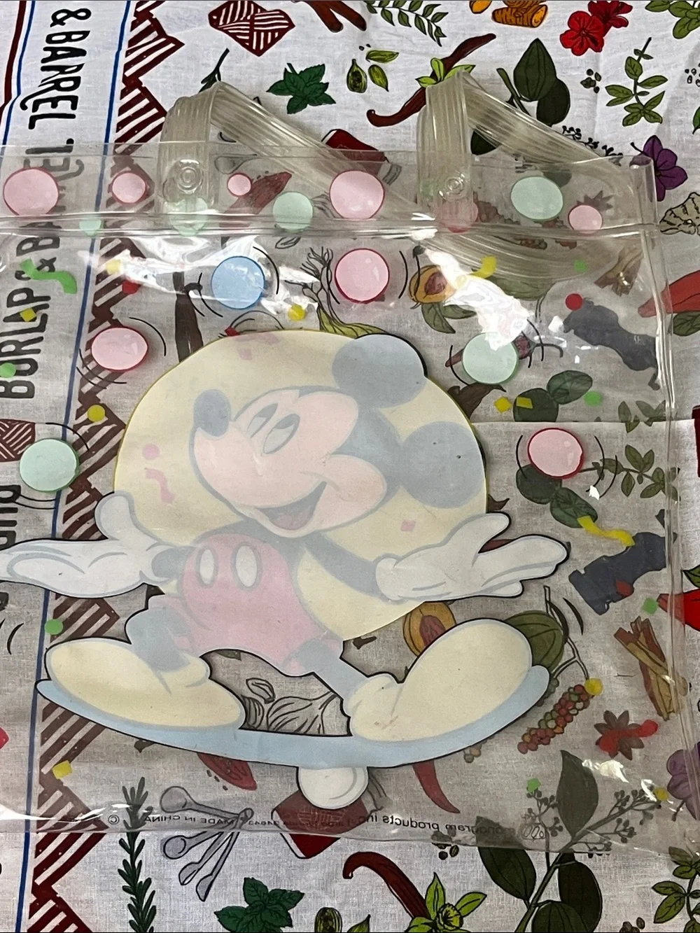 Disney Clear Mickey Mouse Tote Bag - Yellow, Red, Blue & Green Accents